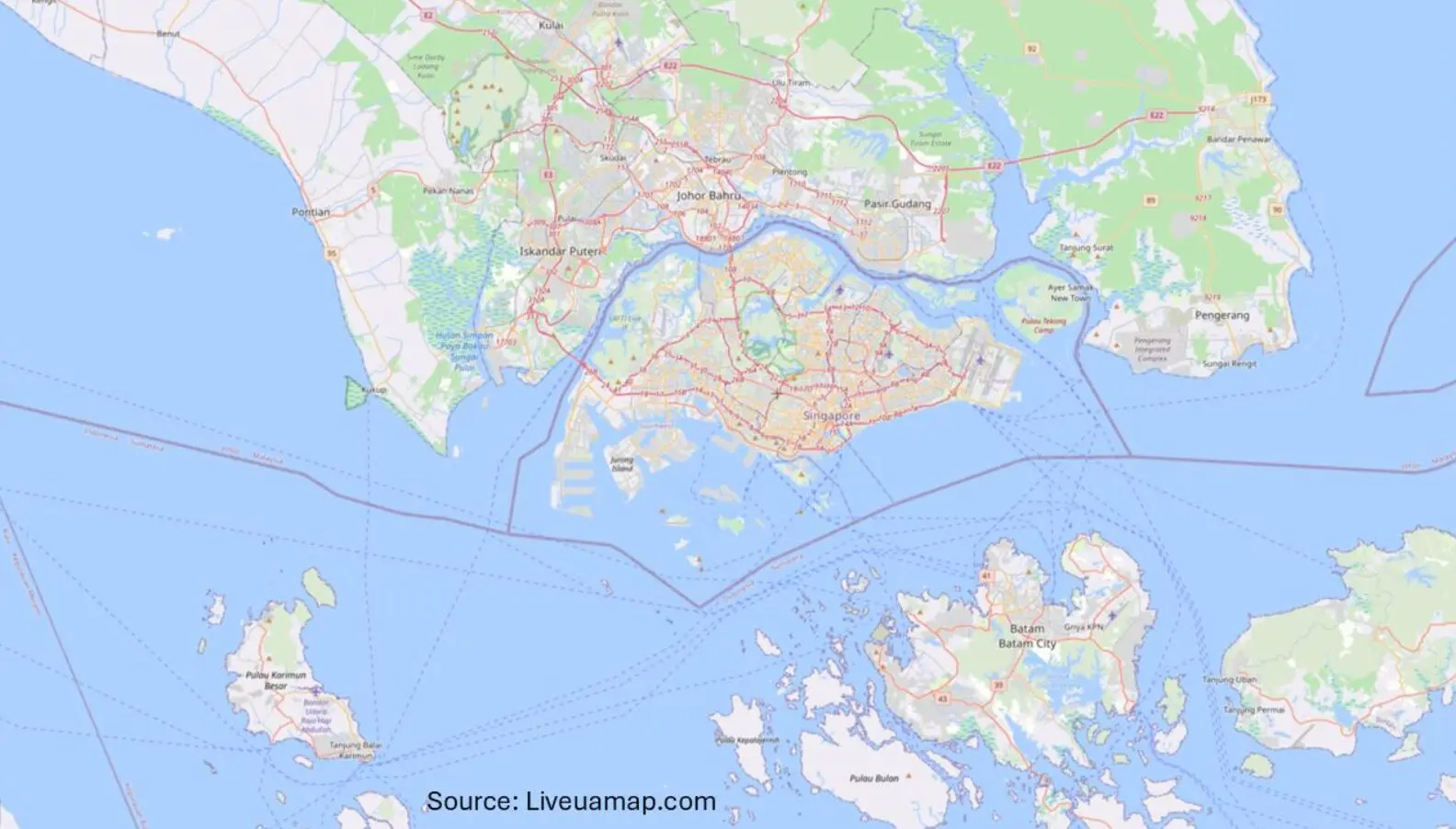 Map of Singapore and surrounding waters highlighting key maritime security areas.