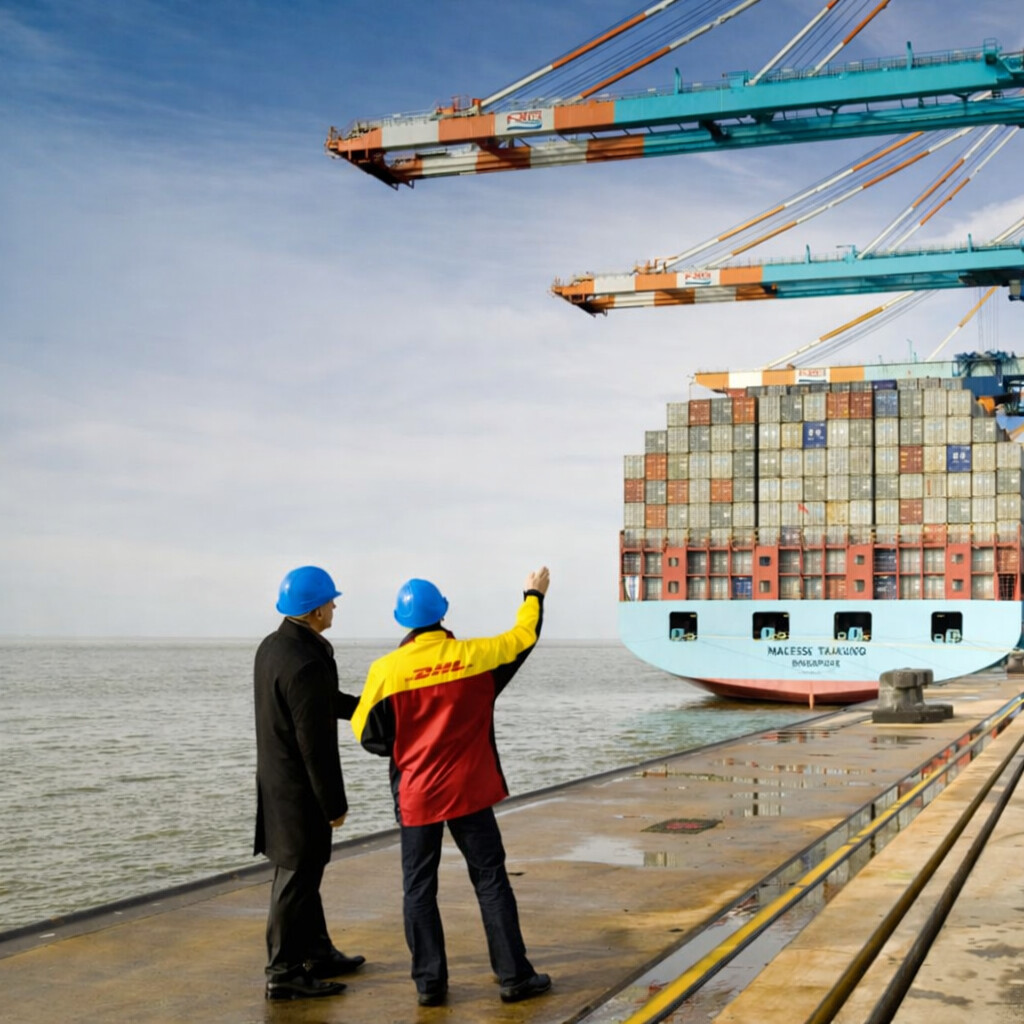 Container ship at port terminal for ocean freight market update April 2026