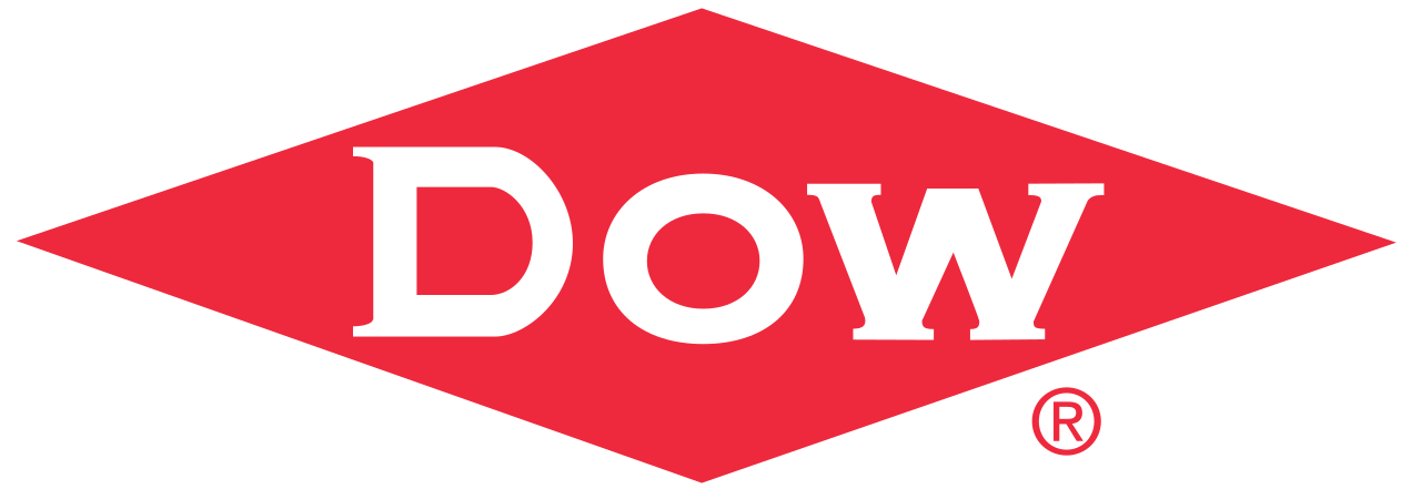 Dow logo: red diamond shape with the word 'Dow' in white letters across the center