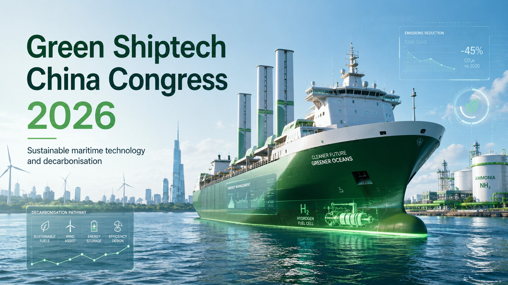 Green Shiptech China Congress 2026 featured image showing a green ship and sustainable maritime technology concepts.
