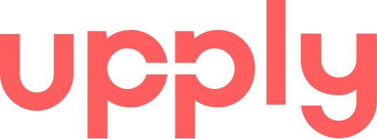Brand logo with the word 'upply' in coral pink on a transparent background