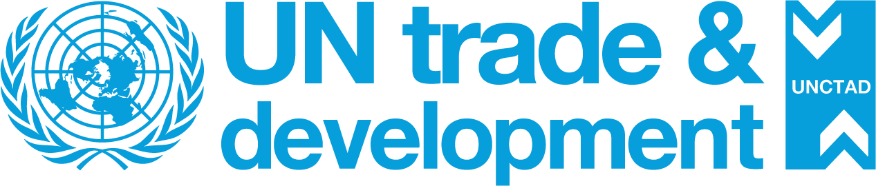 UNCTAD logo: United Nations emblem with globe and laurel wreath, beside 'UN trade & development' and a vertical blue UNCTAD ribbon.