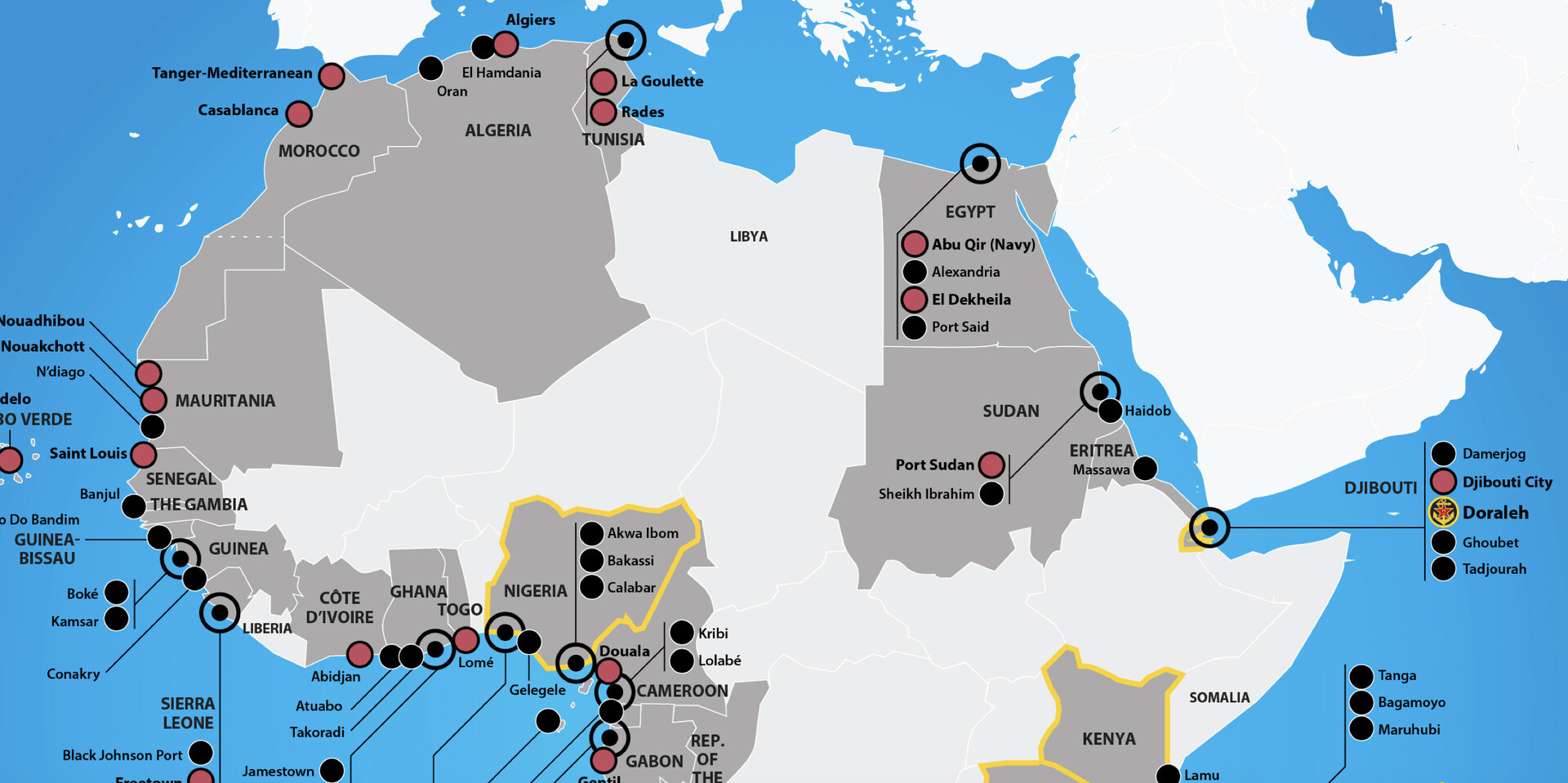 Chinas expanding presence across African ports | Global Maritime Hub Map of African ports showing Chinese maritime infrastructure and strategic port involvement