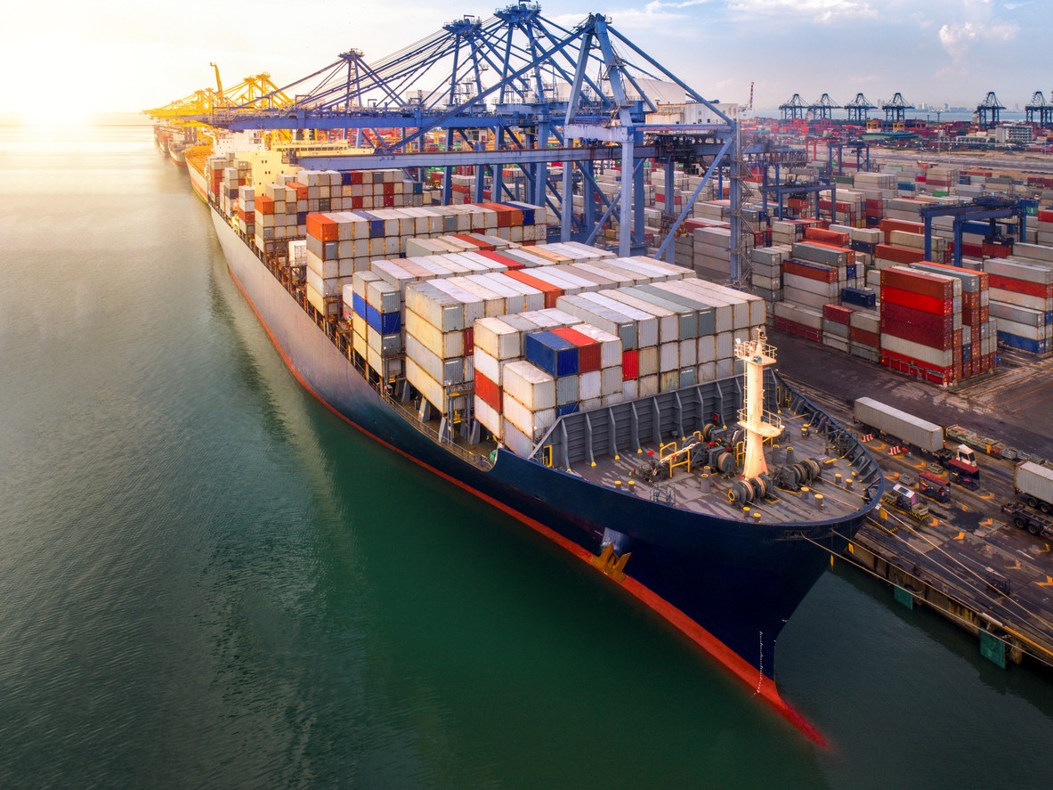 Container terminal automation conference Asia 2026 | Global Maritime Hub Container terminal automation conference Asia 2026 image showing a container ship and automated port terminal cranes