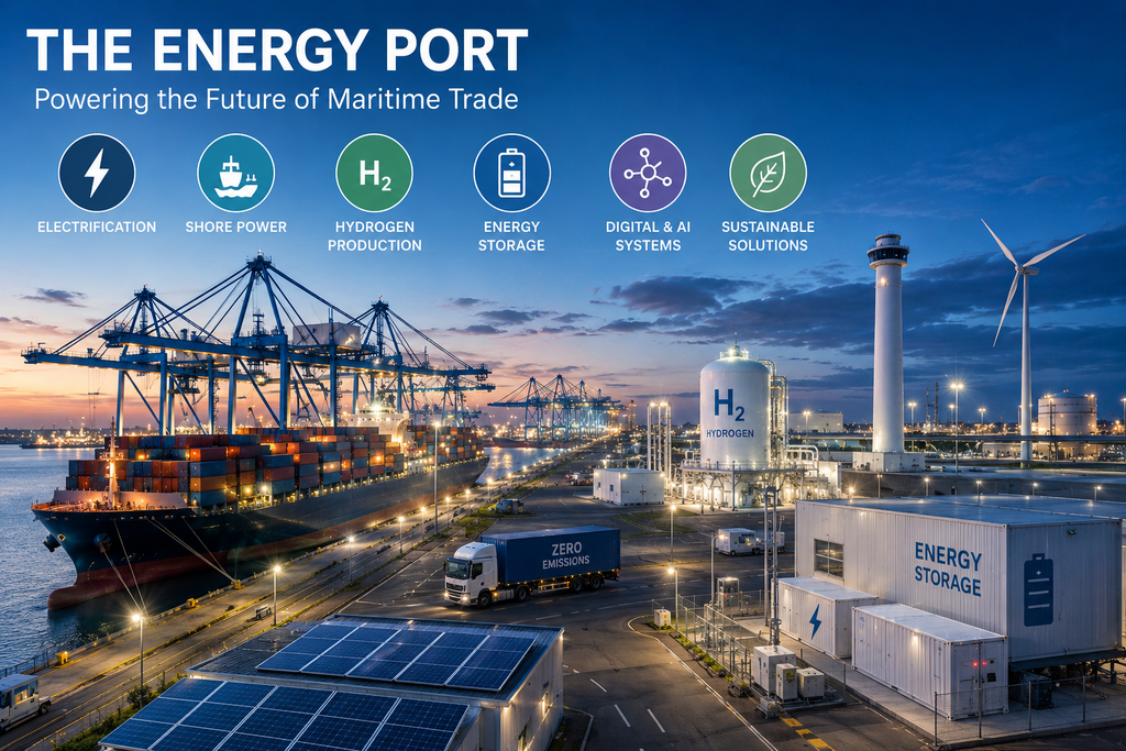 Energy ports integrating electrification, shore power, hydrogen, energy storage and sustainable maritime systems